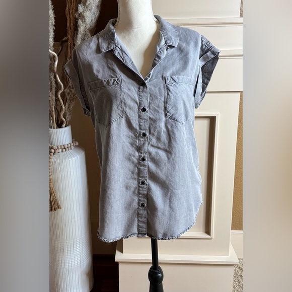 Jachs Girlfriend Womens Short Sleeve Tencel Blouse (Grey, - Picture 3 of 10